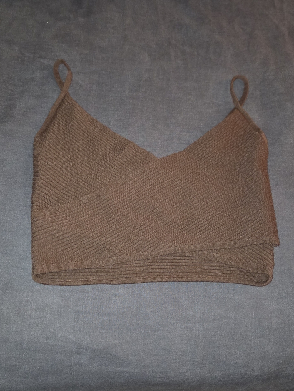 Brown Ribbed Knit Tank Top